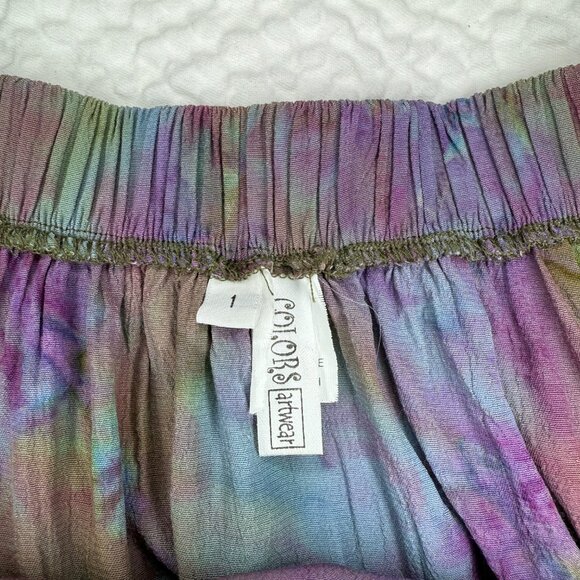 Y2K Skirt Modern does Y2K 00s Tie Dye Ruched Artwear Fairy Punk Skirt | L/XL - Picture 11 of 12
